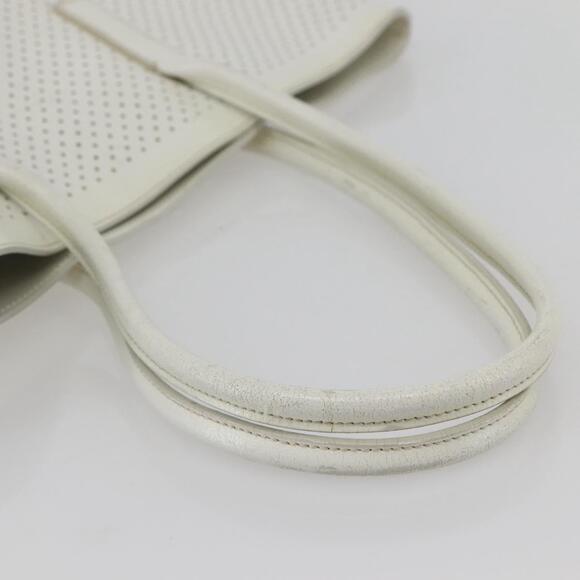 PRADA Tote Bag Punching Leather White Silver Auth ti3448